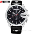 CURREN Watch 8176 Sport Chronograph Men's Watches Leather Top Band Wristwatch Big Dial Quartz Clock Waterproof Luminous Relojes